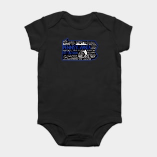 Pittsburgh Pennsylvania cute map, Allentown, Erie, Reading, Bethlehem, Scranton, Lancaster, Levittown, Harrisburg, Baby Bodysuit